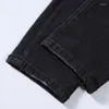 Jeans pour hommes arrivées mode Streetwear trous déchirés noir décontracté pli Patchwork Slim pantalon en Denim endommagé pour homme