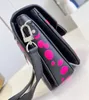 Neue Explosion heiße Damentaschen Handtasche Pochette lebendige Fuchsia Punkte Kürbisse Haupttasche M46420 feines schwarzes Rindsleder Silber psychedelisch stilvolles genarbtes EP-Leder