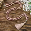 Hänghalsband 8mm naturliga rhodochrosite knutna 108 pärlor japa mala halsband meditation yoga välsignelse hälsa smycken kvinnor cha270s