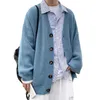 Blusas masculinas 2023 casaco de inverno cor sólida suéter elástico mangas compridas masculino decote em V tricô cardigã roupas