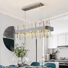 Lampadari Led Art Lampadario Lampada a sospensione Rettangolo di luce Cristallo moderno Sala da pranzo Decorazioni per la casa Appeso Apparecchio Cucina di lusso Isola Cristal