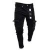 Designer 19SS Mens Designer Jeans Noir Ripped Distressed Holes Design Jean Crayon Pantalon Poches Hommes Pantalones251y