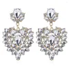Dangle Earrings Lady 2023 Rhinestone Geometric For Women Long Metal Colorful Crystal Heart Large Drop Jewelry