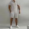 Men's Tracksuits Summer Casual Suits Zipper Lapel Short Sleeve POLO Shirt Stylish Solid Color Shorts 2 Pieces Sets 230718