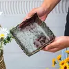 식기 세트 창의적인 프놈펜 투명한 사각형 얼음 이슬 판 유리 판 야르디 인 과일 스낵 샐러드 그릇 세트