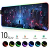 City Night View RGB Mouse Pad Black Neon Lights Gamer Accessories LED MousePad Stor PC Desk Play Mat med bakgrundsbelyst speldisk Y07295A