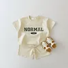 Kleidungssets Kleinkind Baby Sommer Kleidung Set Jungen und Mädchen Koreanische Stickerei Brief Baumwolle Kurzarm T-shirtKinder Casual Shorts Khaki 230719