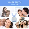 歯ブラシ360度自動ソニックエレクトリック歯ブラシuタイプ4モードブラシUSB充電歯青色光230718