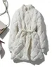 Trench-Coats Femme Doudoune Longueur Moyenne Col Debout Amincissant Taille Du Corps Fermé Blanc Édredon Manteau Mode Chaud Coupe-Vent