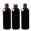 Ganze 30 Stück schwarze 300-ml-Behälter Probenreiniger-Shampoo-Aufbewahrung mit Goldscheibenkappe leere schwarze Verpackung Plastikflaschen2731