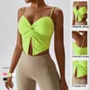 Traje de yoga Ropa interior de fitness para mujer Sujetador de gimnasio a prueba de golpes Camiseta sin mangas sin mangas Sensación desnuda Entrenamiento de baile Correa delgada Sling Lady Activewear