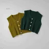 Pullover Korean Style Children Knitted Vest Cardigan Kids Waistcoat Spring Autumn Solid Color V-neck Sweater for Baby Boys and Girls HKD230719