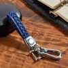 Car Key Metal Leather Car Key Chain Pendant Split Ring Keychain Strap 360 Horseshoe Bukle Keyring For Man Woman Luxury Auto Accessories x0718