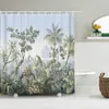 Chuveiro flores pássaros plantas banheiro cortina de chuveiro à prova d3d água impressão 3d decoração do banheiro com gancho tela banho