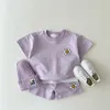 Clothing Sets Summer Flower Baby Short Sleeve Garment Set Candy Girls T-shirt Set Boys Shorts Set Children's Sweatshirt Set 230719