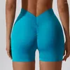 Pantaloncini attivi Deep V Fitness Yoga Booty Seamless Women No Camle Toe High Rise Workout Gym Biker Pocket