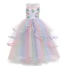 Sukienki dziewczyny sukienka jednorożca Rainbow księżniczka kwiat przyjęcia urodzin sukienka dla dzieci Halloween jednorożec kostium 3-12 lat 230718