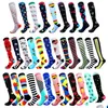 Sports Socks 300Pcs/Lot 28 Colors Women Men Compression Nylon Sock 15-20Mmhg For Running Hiking Flight Travel Circation Athletics Dr Dhlhg