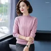 Женские свитера M-5XL 2023 Корейский шерстяной свитер Женский кашемир короткие свободные наполовину высокие шеи толстое вершина вязаная нижняя рубашка