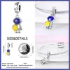 925 Sterling Silver New 별에서 달 우주 비행사 매력 구슬에 맞는 판도라 오리지널 팔찌 여성 펜던트 비드 DIY 보석 선물