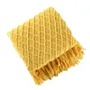 Blankets Textile City Faux Cashmere Sofa Blanket Cover Nordic Style Knit Plaid Throw Tassels Bedspread Golden for Spring Summer 230719