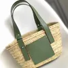 Bolso de playa Anagrama Casual Rattan Totes de gran capacidad Bolsos de mujer de diseñador Bolsos de paja de playa de verano Lady Travel Big Basket Purse 2023 x5qs #