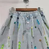 Jeans femininos de verão damas diamam contas curtas de cintura alta shorts de jeans azuis claros 2023 perna larga solta Jean para mulheres