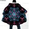 Heren Wol Blends Hippie Psychedelisch Kleurrijk Trippy Print Dikke Warme Capuchon Mantel Heren Overjas Jas Winddicht Fleece Cape Robe Hooded Deken-10 HKD230718