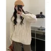 Женские свитера Korobov Solid Color Lazy Style Sweater Twieter Vintage Knitwears Негабаритные пуловки в корейской моде Pull Femme Hiver 2023