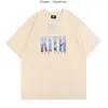 القمصان للرجال Kith Street Small Fashion Massion Classic Print Print Men and Women's Loose T-Shirt Round Dound Mort