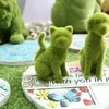 Decorative Flowers Gift Outdoor Patio Grass Green Simulation Flocked Puppy Ornaments Balcony Garden Window Po Animals