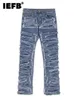 Mäns jeans IEFB Wool Men's Jeans Personlighet Design High Street Style Casual Solid Color Fashionable Vintage Trousers 9A2352 230718