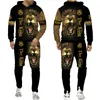 Мужские спортивные костюмы Cool Lion 3D Print Pullover Шолнебные штаны Ставят повседневную спортивную одежду для спортивной одежды с капюшоном.