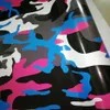 2019 Bunte blau-rosa-schwarze Camo-Vinylfolie für Fahrzeug-Car-Wrap-Grafiken, Camo-Abdeckungsaufkleber, Folie mit Luftblase, 1 52 x 2706