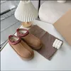 Mulheres Tazz Chinelos Tasman Fur Slides Clássico Ultra Mini Bota Plataforma Slip-on Les Petites Camurça Lã Mistura Conforto Inverno Design307d