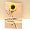 18x12cm Vintage Kraft Paper Handmade torkat blommakort med hampa rep kuvertkort solros nejlika rosan anpassad