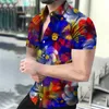 Camisas casuais masculas tendências havaianas 3d Impressão de férias de praia Lazer de manga curta camisa superior 230718