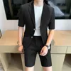 Mens Tracksuits short jacket set summer thin highend Korean fashion casual sleeved mens green black coffee 230718