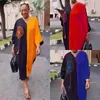 Ethnic Clothing African Dresses For Women Traditional 2023 Boubou Bazin Muslim Robe Africaine Femme Plus Size V Neck Bat Sleeve Patchwork