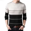 Heren Truien 2022 Herfst Nieuwe Truien Mannen Pullover O Neck Heren Gestreepte Truien Man Slim Knittwear Pullover Casual Rainbow Sweater Plus Size L230719