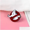 Stift broscher ghostbusters emalj pin vit spöke badge brosch väska kläder lapel tecknad rolig film smycken gåva till fans vänner dhzhm