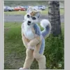 2019 Furry Husky Dog wygięte nogi Fursuit Mascot Costume Faux Fur Suit Dorosły Rozmiar Outdoor Decorations2605
