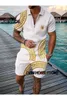 Męskie dresy Modne białe letnie męskie koszulę polo z krótkim rękawem 2 luksusowe drukowane odzież Set Set Street 230718