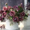 Fiori decorativi 4 pezzi retrò 3 teste autunno fiore di peonia seta per la casa soggiorno arredamento ornamento bouquet da sposa disposizione di nozze