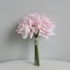 Simulering 5 huvudet krullade kanter Rose Bouquet Real Touch Flowers Artificial Wedding Decorative Flowers Bridal Hand Holding Fake Bouquet LL