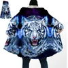 Laine mélangée pour hommes Tatouage viking Tigre/Yin et Yang Lion/Loup Manteau à capuche épais et chaud Hommes Pardessus Manteau Coupe-vent Polaire Cape Robe Couverture à capuche-2 HKD230718