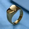 Anneaux de mariage couleur or placage en acier inoxydable coeur forme grosse bague pour les femmes chevalière bijoux doigt femme