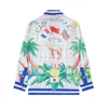 Herren-Freizeithemden, langärmliger Cardigan mit kariertem Kokosnuss-Kamel-Print, Casablanca, Aloha-Hemd 230718