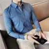 Men's Casual Shirts Shirt Clothing South Korea Slim Fit Light Mature Commuter Professional Stripe Long Sleeve Chemise Homme 4XL-S