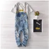 Mäns jeans herrar casual denim jumpsuit mager jean overall rippade vintage bib byxor manliga hängslen 71403285m